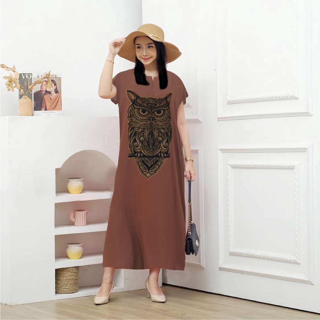 Dress Daster Owl Bahan Rayon Halus LD120 Busui Friendly Vol2 - Resinda Fashion