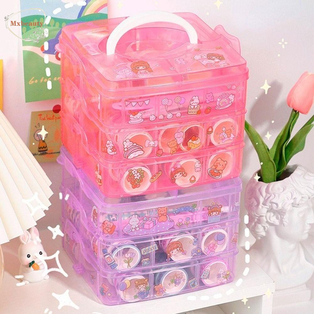 MXBEAUTY Washi Tape Set Scrapbook Kreatif Dekoratif Kerajinan Perekat Diri Diary Album Tangan Akun Kartun Stiker Set