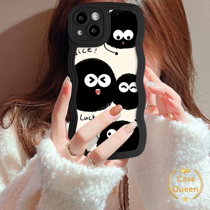 Casing Tepi Bergelombang Ghost Little Monster Lucu Untuk Realme C53 C25 C21Y C35 C55 C25s C33 C25Y C11 C15 C20 C30 C3 C20A C12 9i 5 5i 6i 5S 20 30A Luck Dustbunny Coal Ball Couple Soft Cover