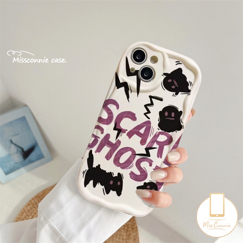 Couple Cute Scared Ghost Soft Case Untuk Realme C35 C21Y C53 C12 C55 C25Y C25 C31 C33 C25s C30 5 5i 7i 6i 9i 5s C11 C20A C3 C20 C15 C21 C17 3D Wavy Curved Edge Kartun Monster Cover