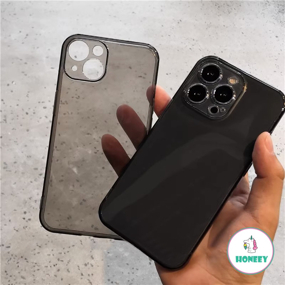 IPHONE Casing Ponsel Bumper Hitam Shockproof Kompatibel Untuk Iphone14 13 12 Pro Max 11 Pro Max Xs Max XR 87 14 Plus Transparan Lembut TPU Back Cover