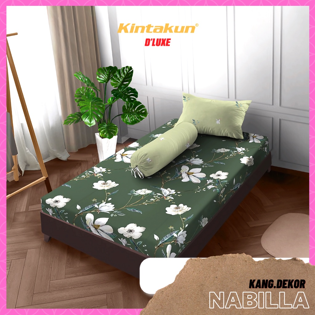 SPREI KINTAKUN D'LUXE MOTIF NABILLA  120x200 NO 3 SINGLE SEPREI CANTIK MURAH MOTIF TERBARU SEPRAI KAMAR TIDUR D’LUXE SEPREI AESTHETIC D LUXE KINTAKUN SEPRAI CANTIK SEPRE DLUXE PROMO ANTI LUNTUR MOTIF PLUS SARUNG BANTAL SPREI DEWASA ALAS KASUR SPREI ADEM