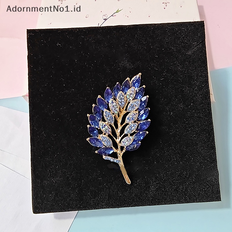 [AdornmentNo1] Elegan tanaman daun bros logam Fashion korsase berlian imitasi perhiasan Vintage bros Pin aksesoris pakaian untuk wanita hadiah