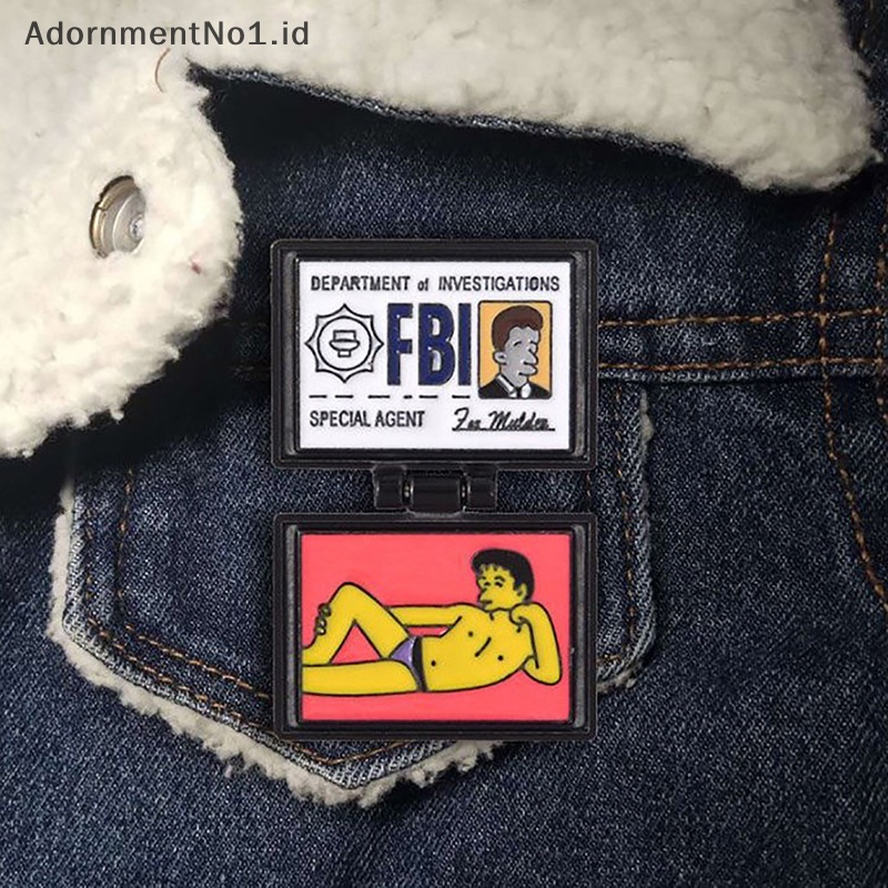 [AdornmentNo1] Fbi bros kartu nama agen khusus I Simpson Spille X-Lime FBI Fox Mulder ID Card Enamel Badge Coat Pin Punk hadiah perhiasan