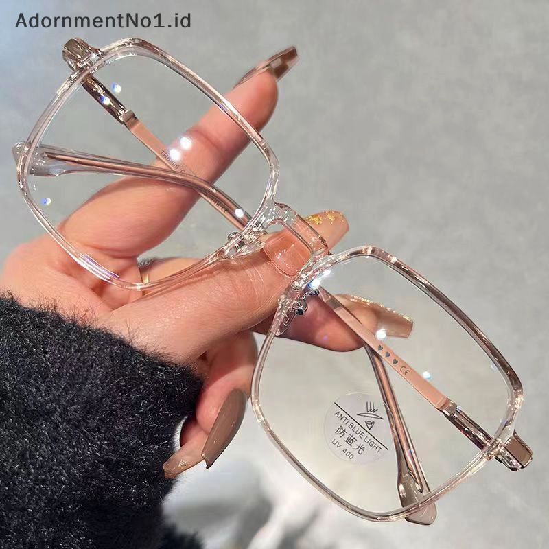 [AdornmentNo1] Fashionable kacamata Anti cahaya biru wanita pria bingkai besar transparan Eyeglasses Optical Eyewear