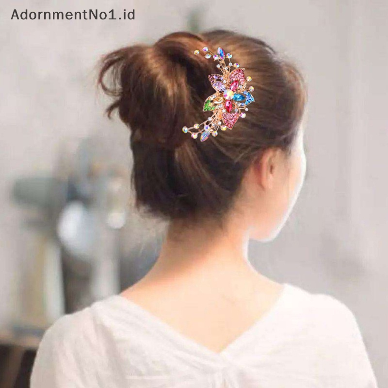 [AdornmentNo1] 2023 Vintage bunga kristal Hairclips Fashion berlian imitasi sisir rambut mengkilap jepit rambut untuk wanita aksesoris rambut hadiah