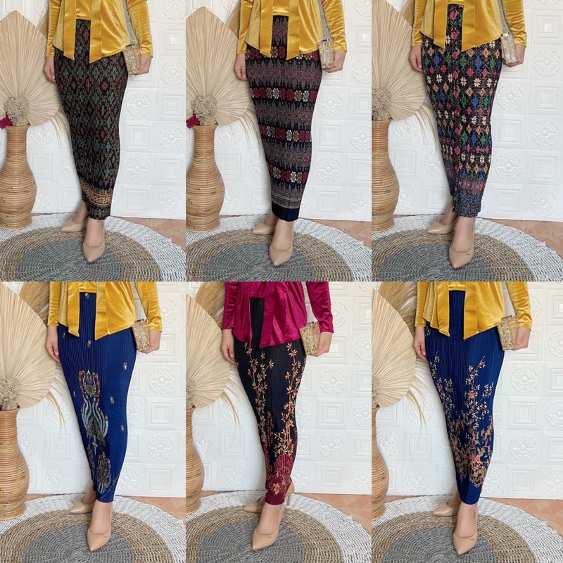 READY Rok plisket PREMIUM SONGKET dan BATIK / bahan halus dan tebal / rok plisket / kondangan langsung pakai