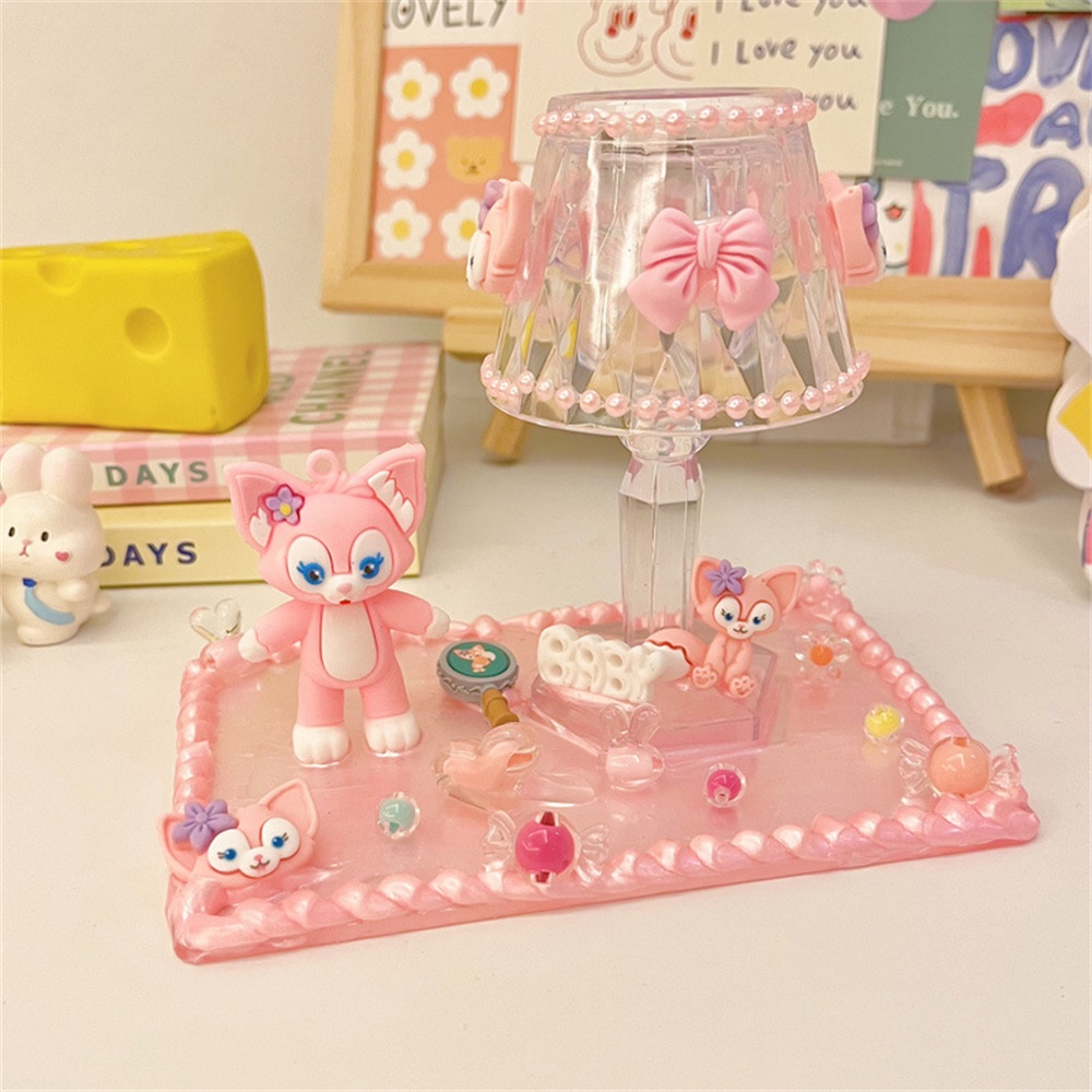 ღ Sanrio Diy Set Lampu Meja Buatan Sendiri Kuromi Melody Suasana Desktop Lampu Malam Sanrio Diy Aksesoris Perhiasan Buatan Tangan Bahan Lem Krim