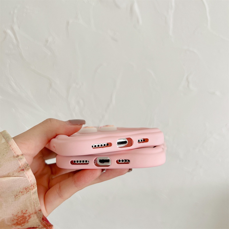 Macaron Pink Wave Alpaca Girl Soft Silicon Case HP iP iPhone 6 6S 7 8 14 + Plus SE 2020 2022 X XS XR 11 12 13 Pro Max Casing