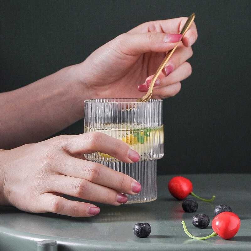 KEMORELA Gelas Cangkir Tea Coffee Mug Desain Stripe Origami