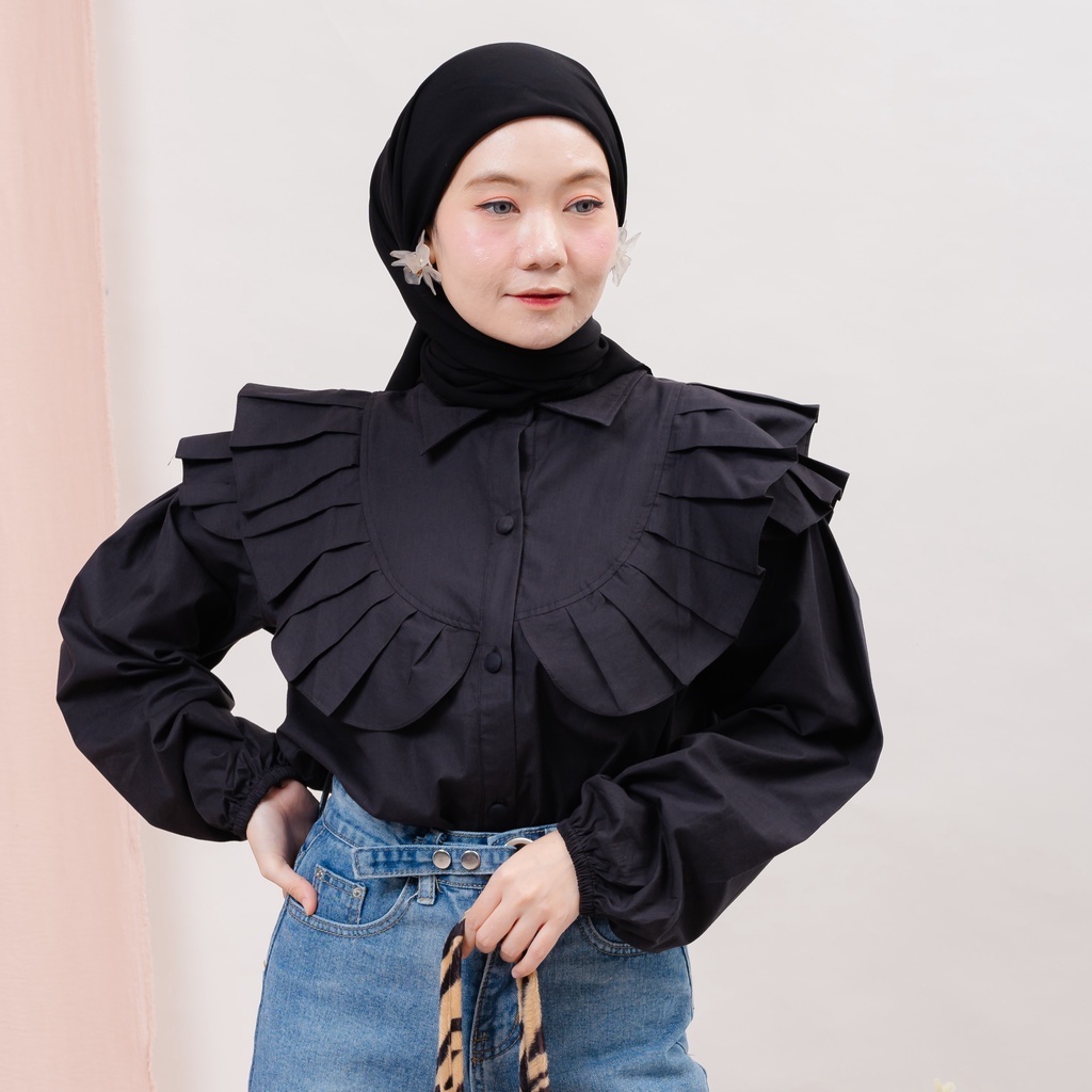 BEFAST - ZRX OOTD WANITA BLOUSE RISKA / LEIKA BLOUSE TWISTCONE / Pakaian Casual Wanita / Atasan Lengan Panjang / Fashion Kekinian Remaja ABG Trendy / Outfit Daily Wanita Hijab Kerja / Blouse Polos Formal