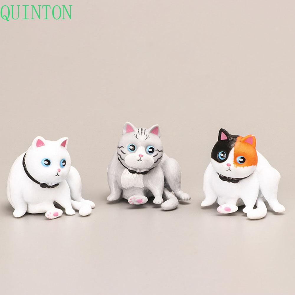 QUINTON Kucing Action Figure Hadiah DIY Kid Micro Landscape Anime Dekorasi Rumah Kartun Figure Ornamen