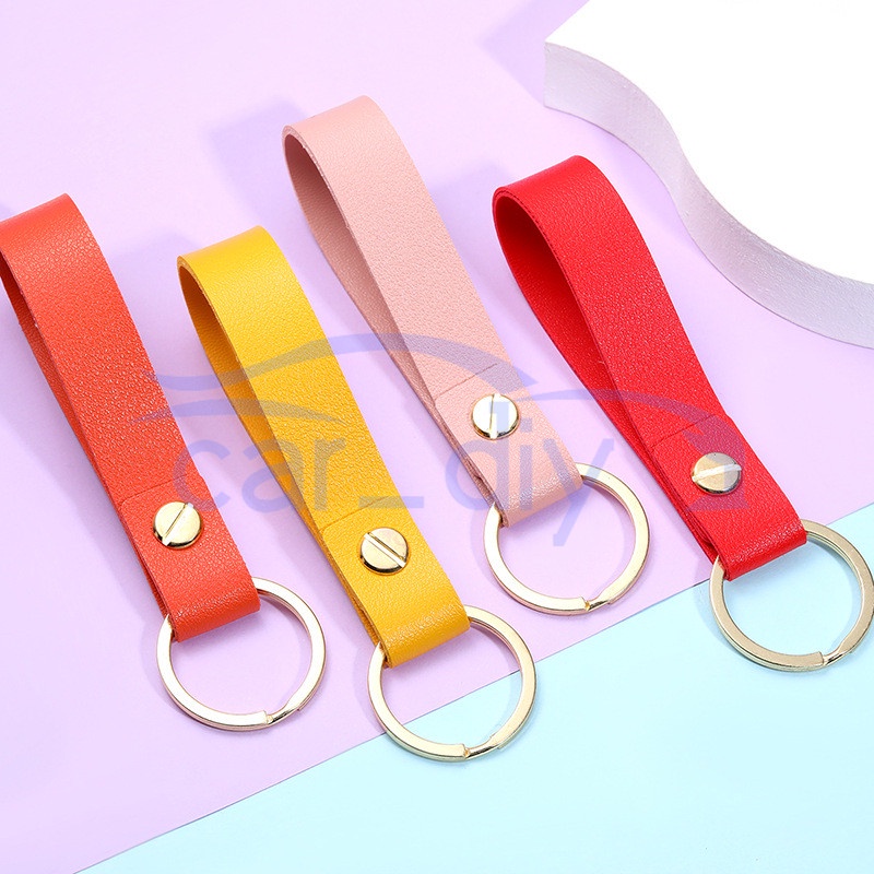 Kulit Gantungan Kunci Warna-Warni Alloy Metal Key Chain Holder Kreatif Universal DIY Liontin Dekorasi Fashion Hadiah