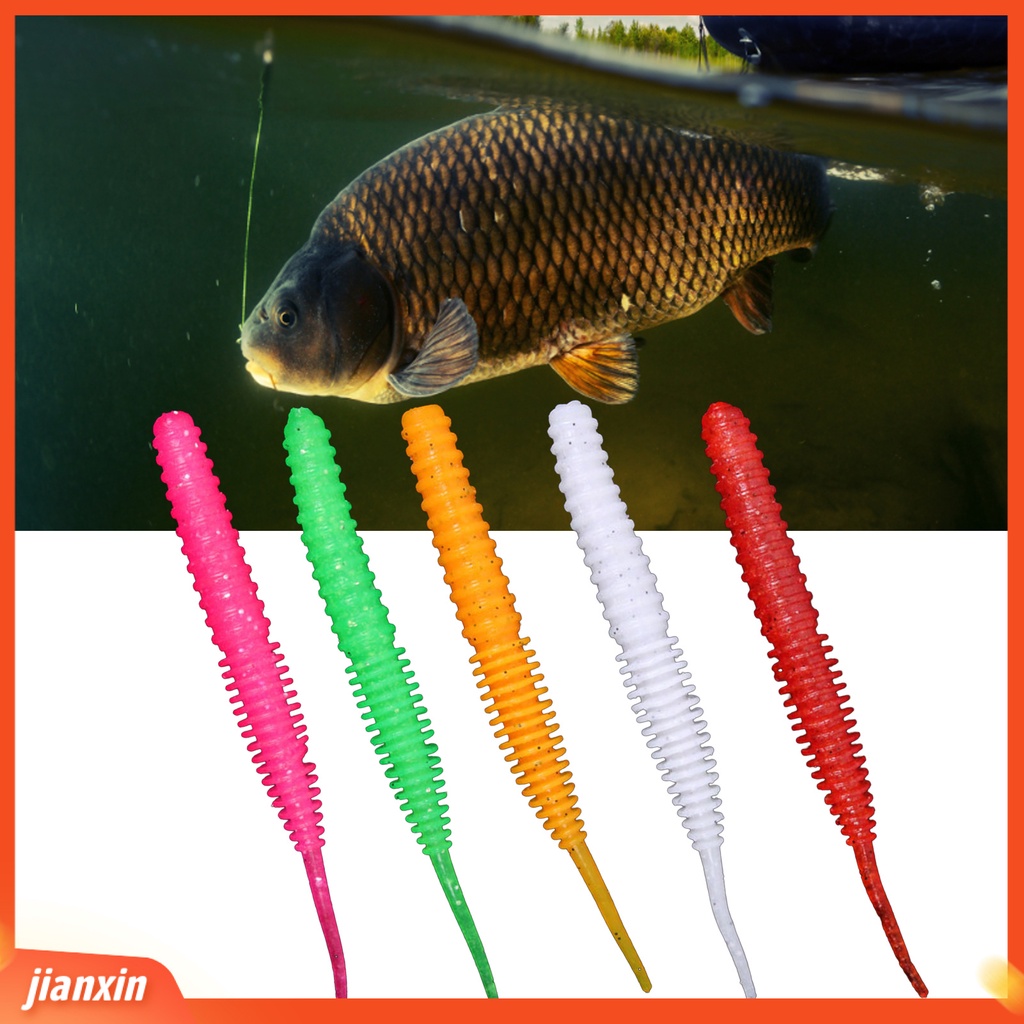 (In Stock) 10Pcs Umpan Pancing Ketangguhan Tinggi Reusable TPR Karet Mini Simulasi Cacing Bass Umpan Pancing Untuk Air Tawar