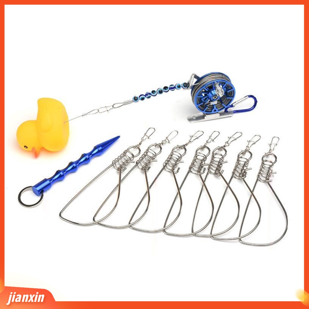 (In Stock) Fish Stringer Heavy Duty Besar Stainless Steel Anti Kusut Putar Kit Kunci Ikan Untuk Memancing