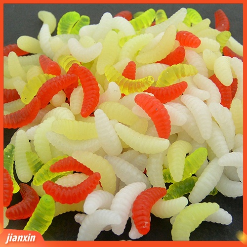 (In Stock) 200pcs Umpan Pancing Tiruan Maggot Grub Cacing Lembut Warna Campur Umpan Ikan