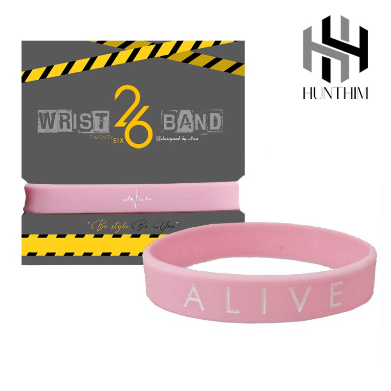 GELANG TANGAN PRIA rubber HH ALIVE PINK