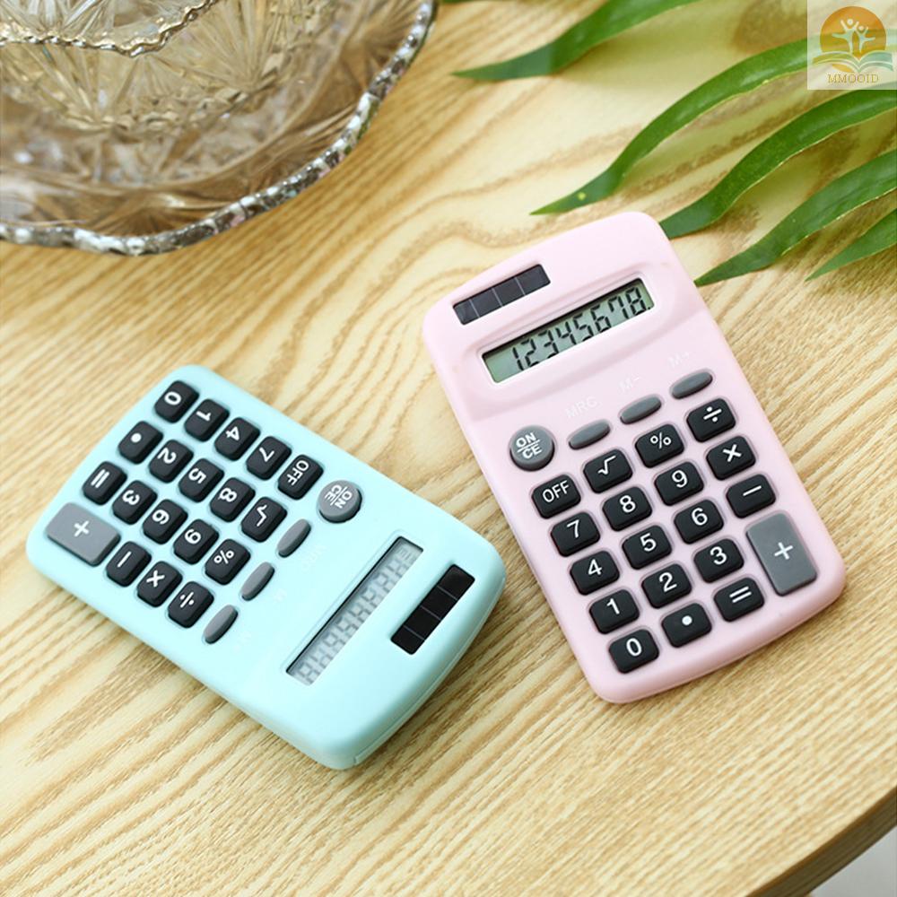 In Stock Kalkulator Lucu Mini 8digis Display Solar &amp; Baterai Dual Power Portable Elektronik Calculator Alat Penyejuk Penyejuk Untuk Siswa Sekolah Anak Kantor Rumah