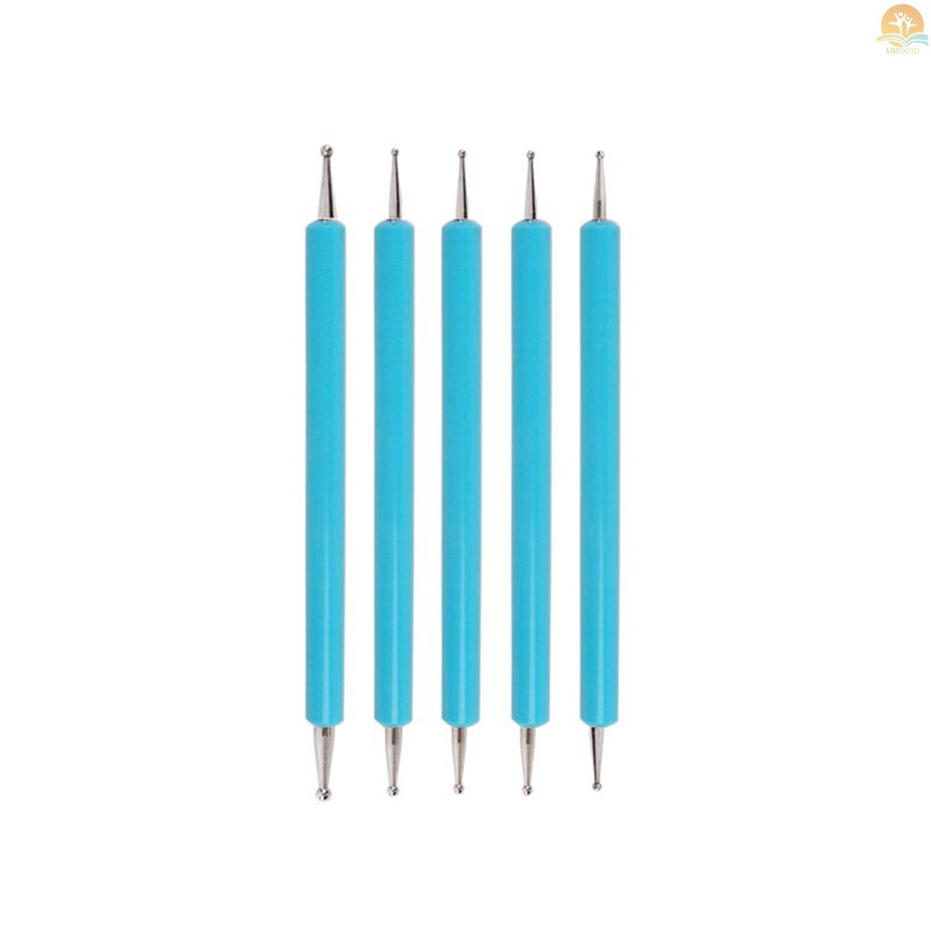 In Stock 5pcs Double Ended Dotting Tools Set Pola Jiplak Bola Stylus Pen Untuk Mandala Lukisan Batu Timbul Pola Tembikar Tanah Liat Kerajinan Nail Art