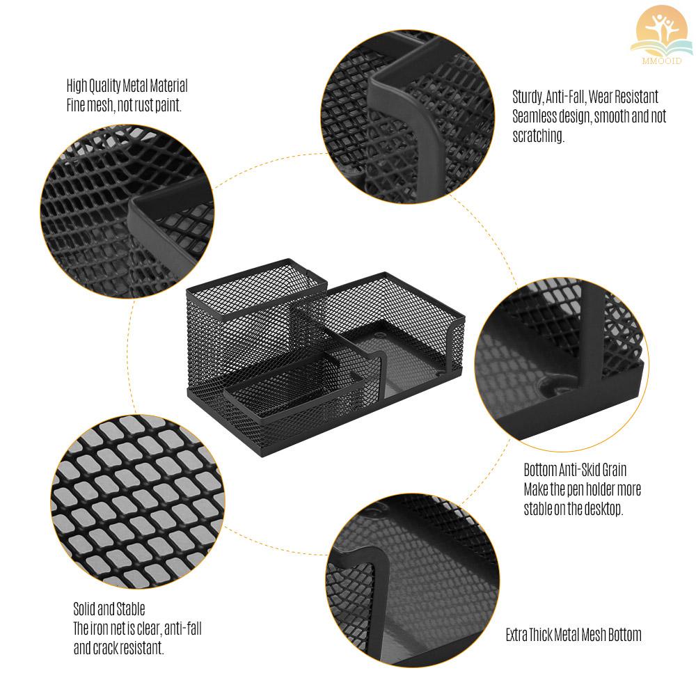 In Stock 3storage Multifungsi Organizer Meja Mesh Metal Tempat Pulpen Penyimpanan Wadah Alat Tulis Untuk Rumah Kantor
