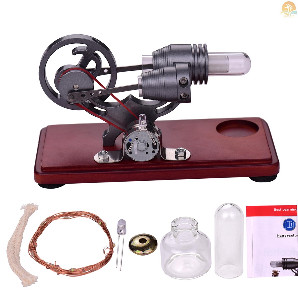 In Stock Gaya Retro Mesin Stirling Udara Panas Model Motor Dollar Flywheel Design Mainan Edukasi Generator Listrik Dengan Tali Lampu LED Warna-Warni DIY Untuk Pelajar Guru Remaja C