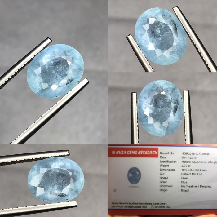 Natural 3.70ct Aquamarine Beryl Brazil Blue Aquamarine