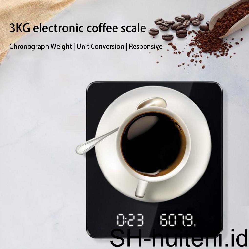 3kg /0 1g Timbangan Kopi Digital Elektronik Presisi Tinggi LED Dapur Perhiasan Buah Akurat Alat Ukur Berat Rumah