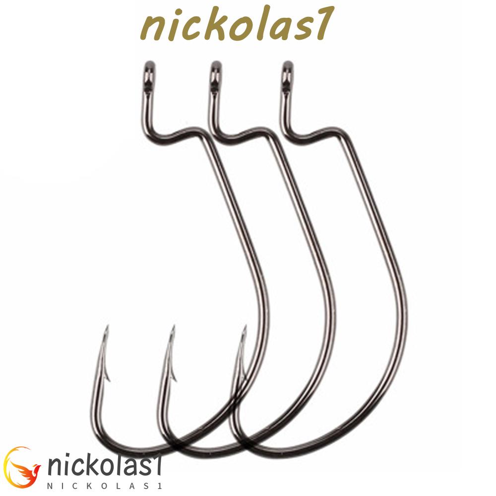NICKOLAS1 Memancing Lembut Cacing Kait Kualitas Tinggi Aksesoris Memancing Baja Karbon Tinggi 6#-5 /0 Super Lock Fishhooks
