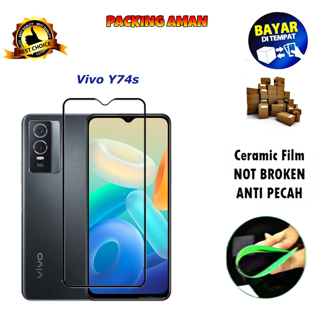 Tempered Glass Vivo Y74s FULL COVER FULL SCREEN Ceramic Film Anti Gores