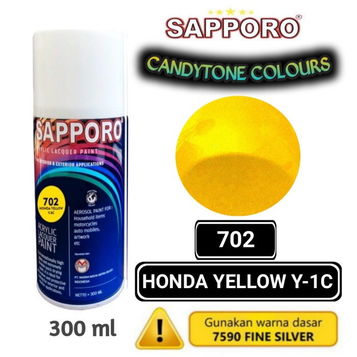 

702 HONDA YELLOW Y-1C SAPPORO STANDAR CANDYTONE 300ml Cat Semprot