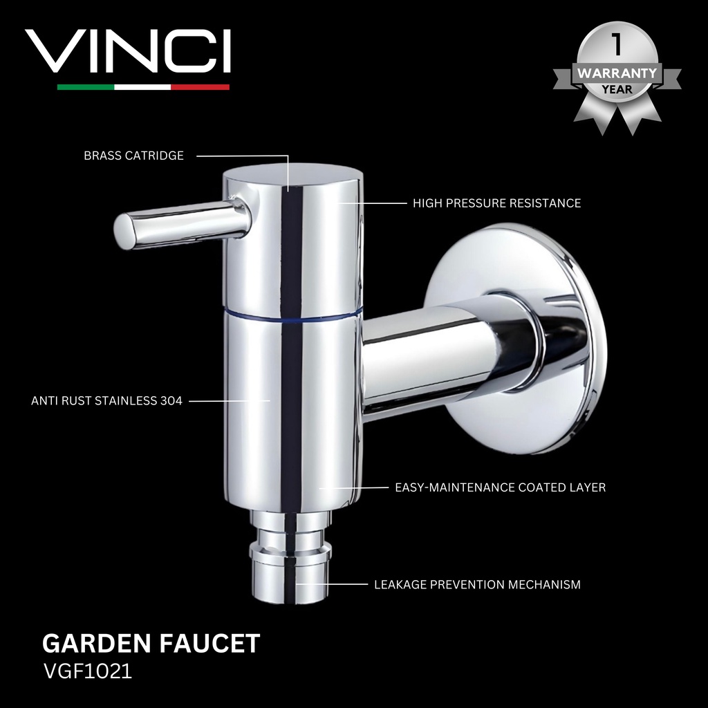 Vinci VGF1021 Keran Air Taman Mesin Cuci Kran Tembok Dinding Minimalis