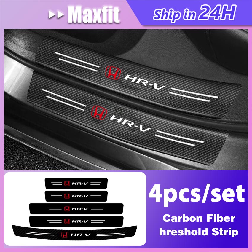 HONDA HRV Carbon 3D Door Sill Plate Guard Pelindung Pijakan Injakan Kaki Pintu Mobil Set