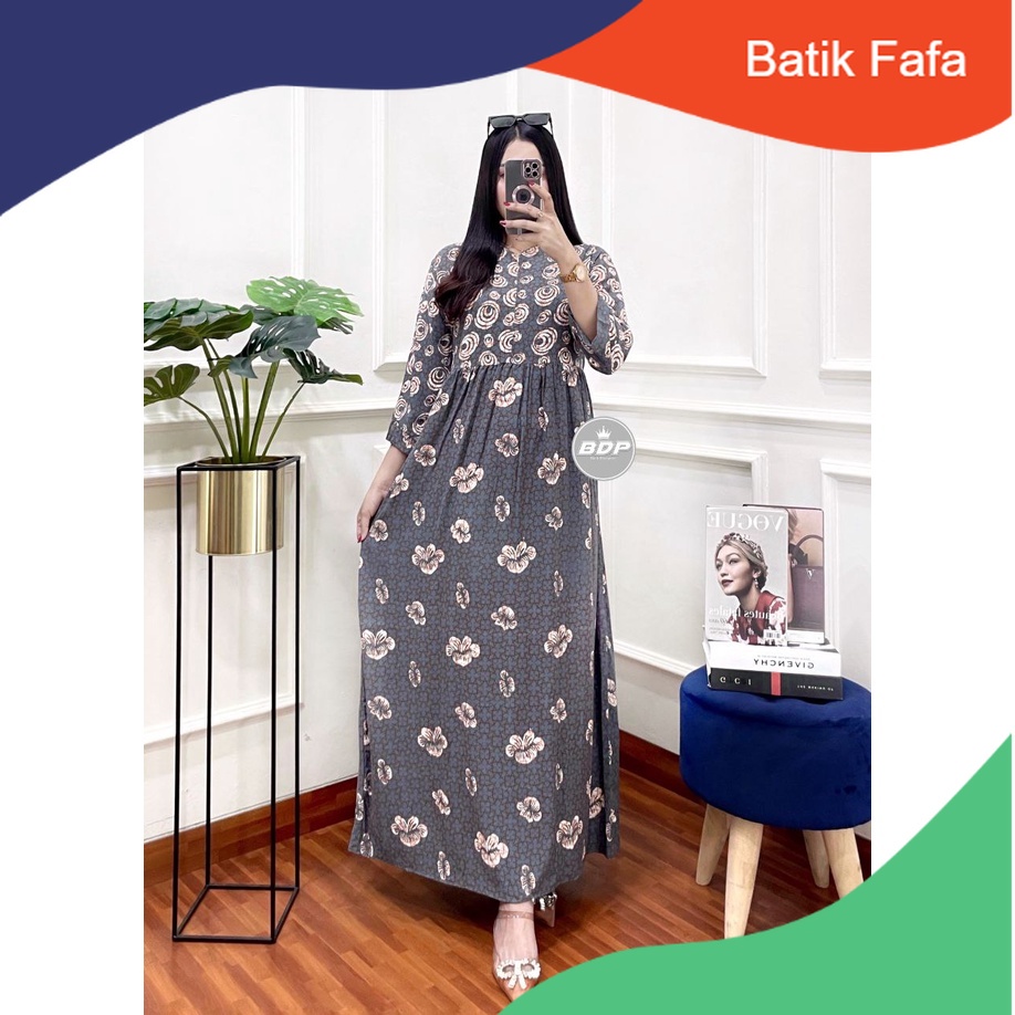 Best Seller - Daster Dress Maura Batik Cap Rayon Grade A Busui Resleting depan | Daster Wanita Lenga