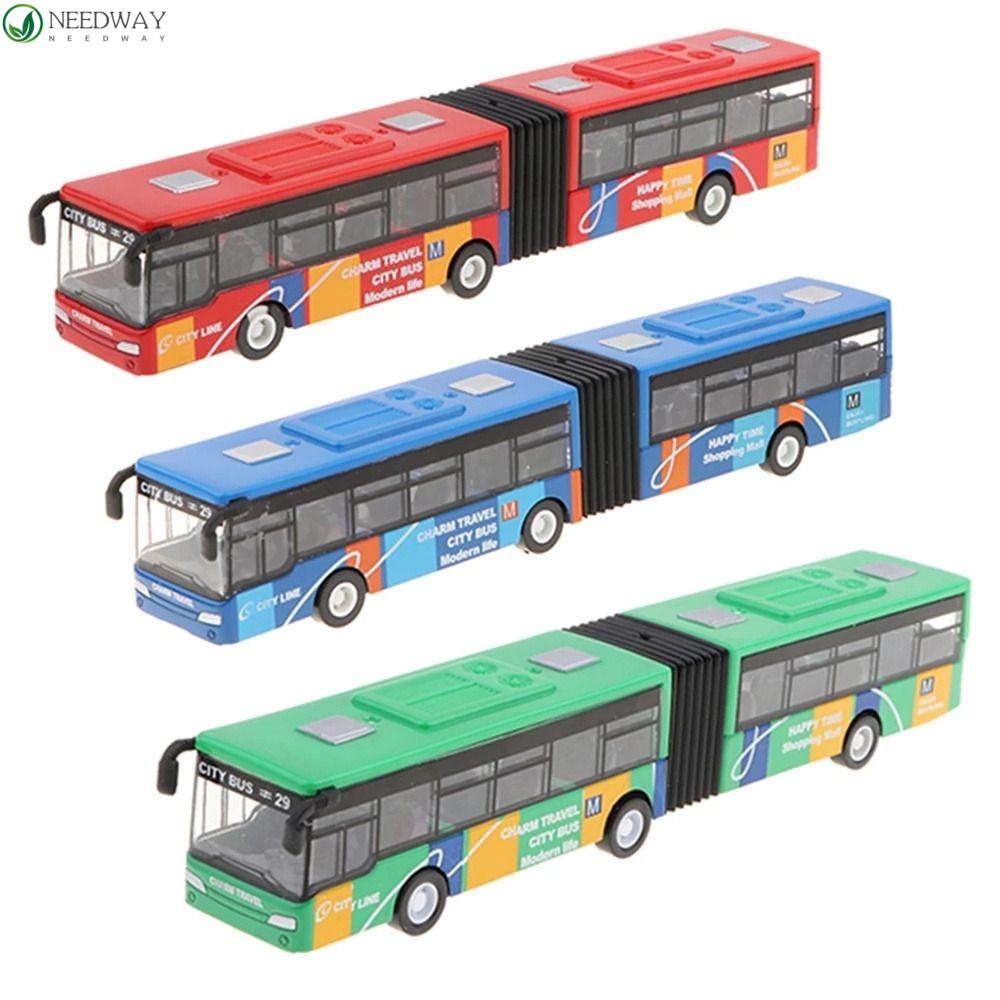 NEEDWAY Diecast Bus Mainan Hadiah Ulang Tahun Hadiah Untuk Anak Kendaraan Set Mainan Kendaraan Mobil Model Bis Mainan Edukasi Articulated Bus