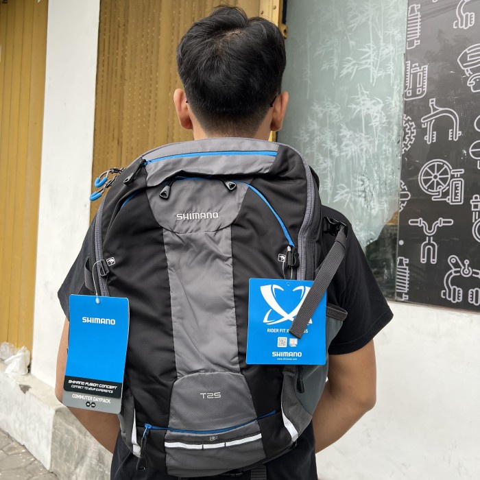 TAS PUNGGUNG BACKPACK SHIMANO T25 ABU HITAM SEPEDA HYDROPACK WATER NEW