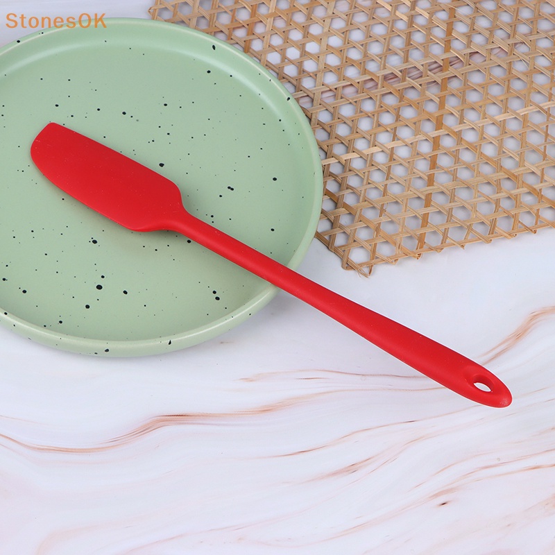 Stones 1Pc Spatula Silikon Gagang Panjang Tahan Panas Fleksibel Non-Stick Slim Spatula DIY Kue Krim Scraper Blender Baking Alat ID