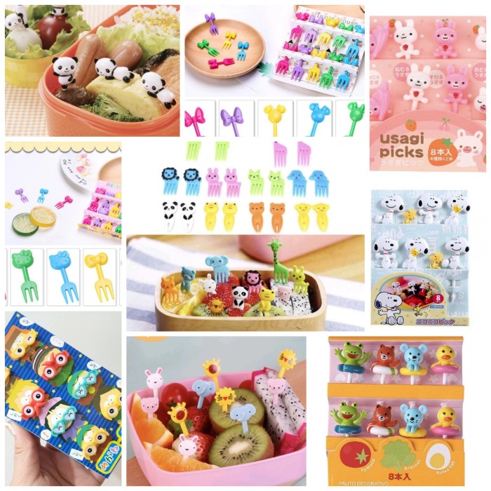 BISA COD - Grosir Garpu Tusukan Tusuk Bento Bekal Kue Buah Dessert Lucu Karakter z