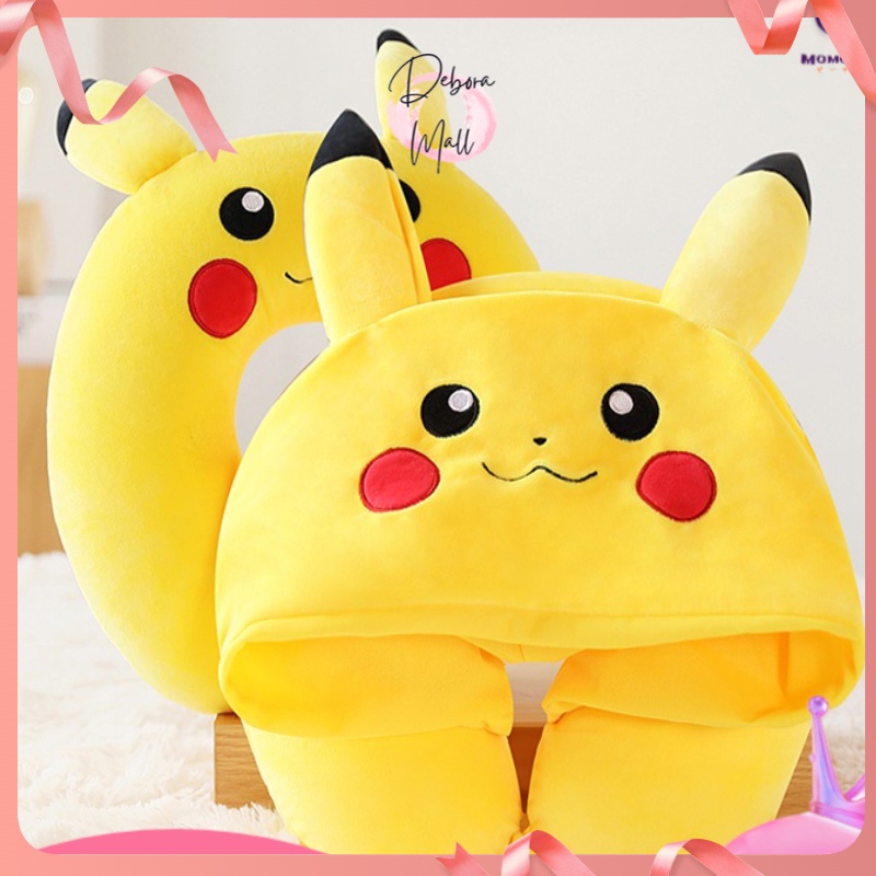 【Debora Mall】MOMODA  Cute Neck Pillow DORAEMON  PIKACHU NECK PILLOWTRAVEL /Bantal Leher Halus Lembut Terbaru Lucu Bantal Sandaran Mewah Tidur Busa Travel Portabel Mobil Pesawat Bus Kereta Kantor