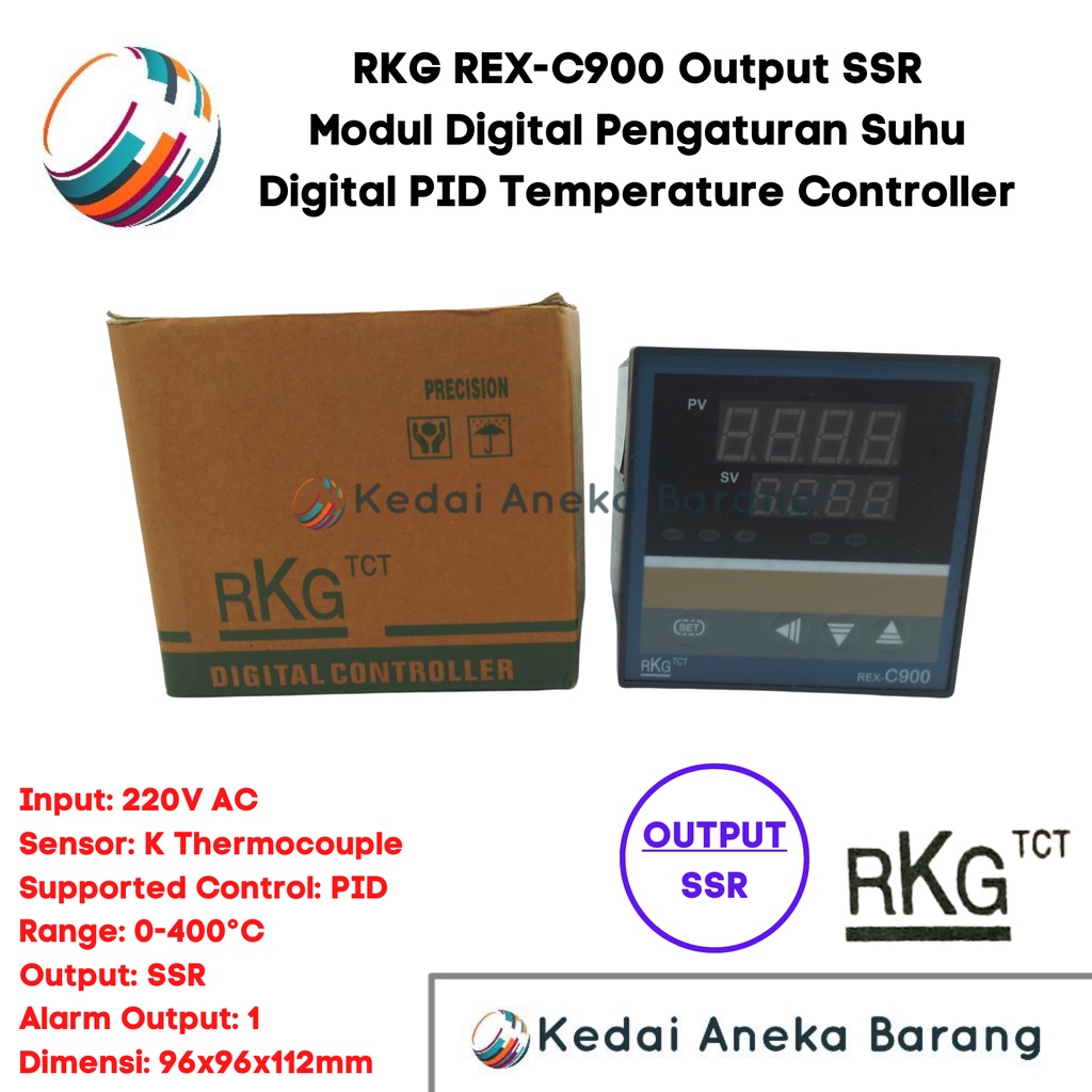 PID Rex RKG C900 Rex-C900 Output SSR 220V AC 0-400C 400C Module Modul Digital Temperature Temperatur