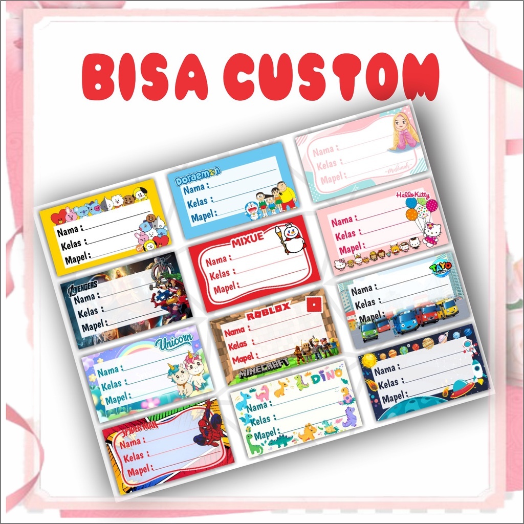 

isi 20 pcs Stiker Label Nama Sekolah Custom (7x4cm) Cetak Iskstore