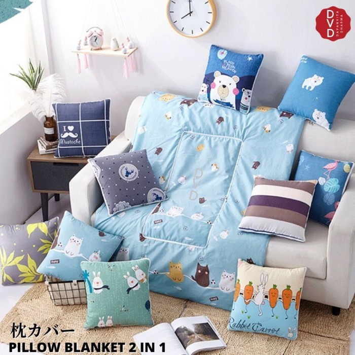 Balmut Bantal Selimut Alas Tikar Piknik 2in1 Travel Pillow 150x100