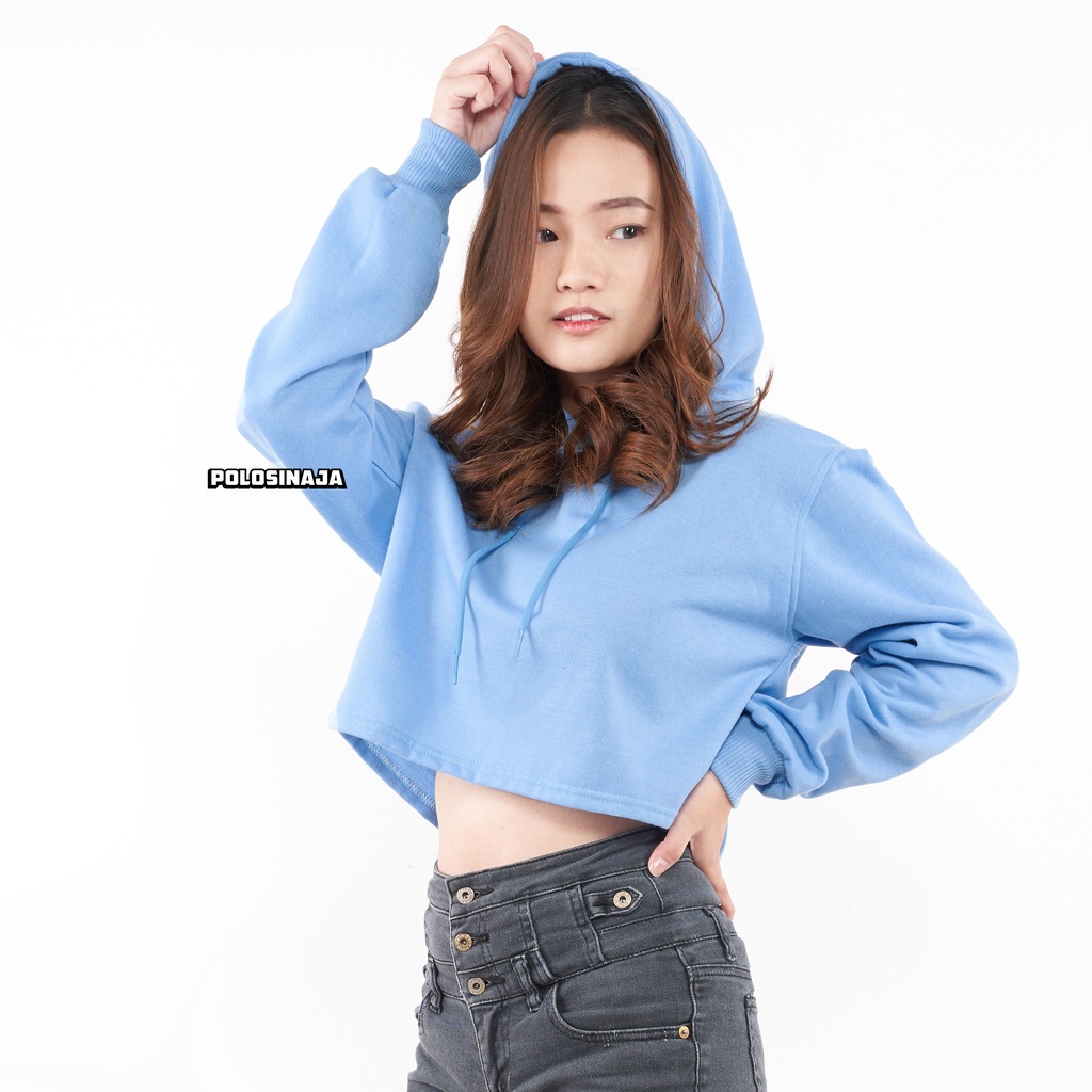 CROP HOODIE - BABY BLUE