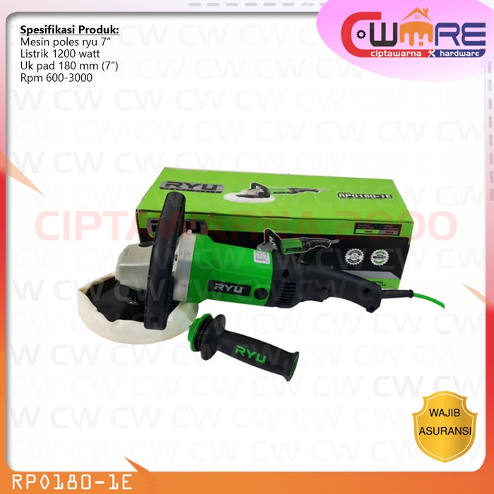 Ryu UN Angle Polisher RPO180-1E Mesin Poles Mobil RYU 7" inch - CWK