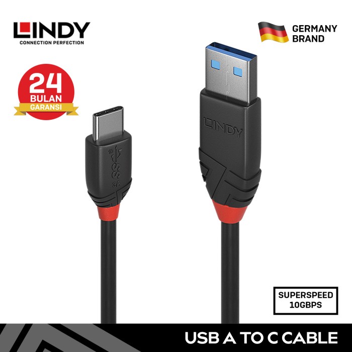 Kabel Type C LINDY USB 3.2 Gen 2 Type A to C 3A 60W Fast Charging