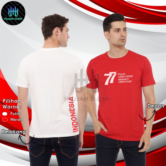 Promo - Kaos 17 Agustus 2022 Hut RI 77 / Kaos 17 Agustusan Terbaru 2022 - S, Merah Panjang - Sedia k