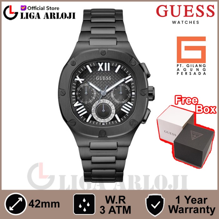 GUESS GW0572G3 Original HEADLINE Jam Tangan Pria Analog Black