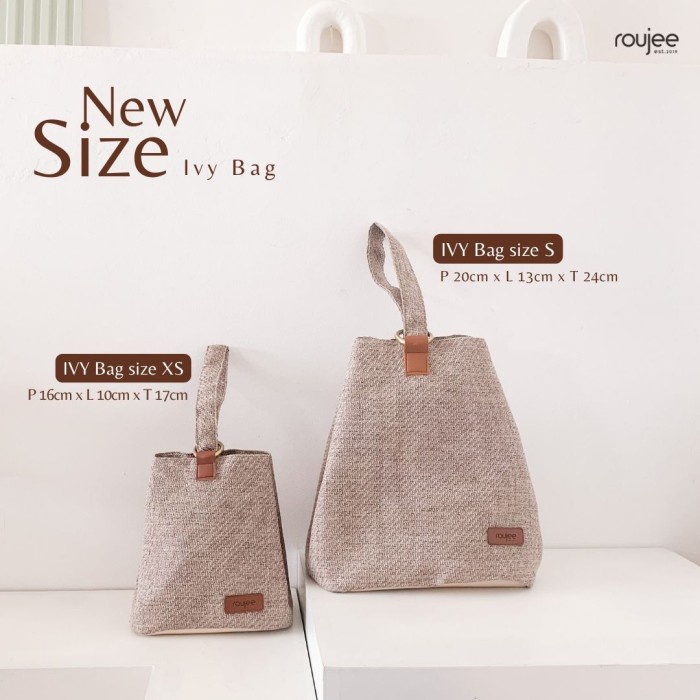 TERMURAH Roujee - Handbag Wanita Custom Nama Jute Bag Bucket Bag [IVY BAG] - Natural, XS