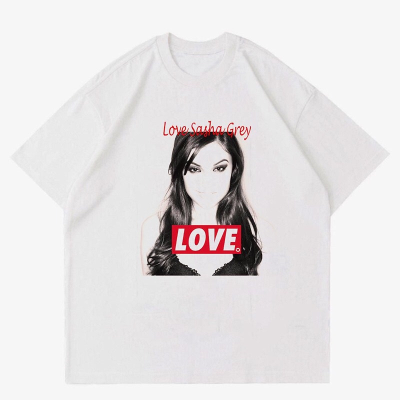 KAOS BAJU SASHA GREY - LOVE | T-SHIRT SASHA GREY LOVE VINTAGE | BAJU PUTIH PRIA DISTRO SASHA GREY LO