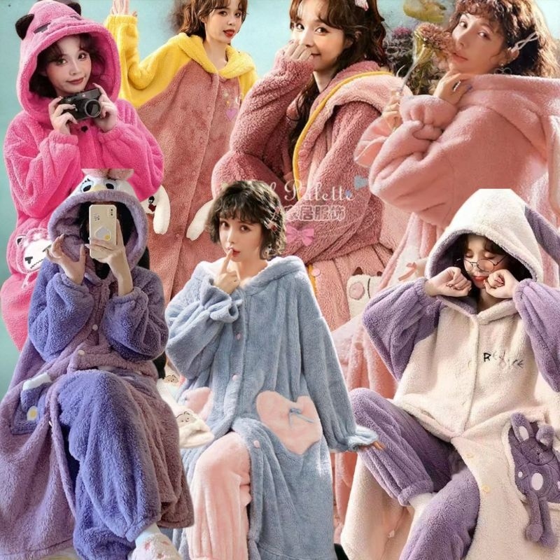 SETELAN PIYAMA SET PAKAIAN BAJU TIDUR HOODIE HODDIE WANITA DEWASA BULU BLUDRU PP IMPORT OVERSIZE STE