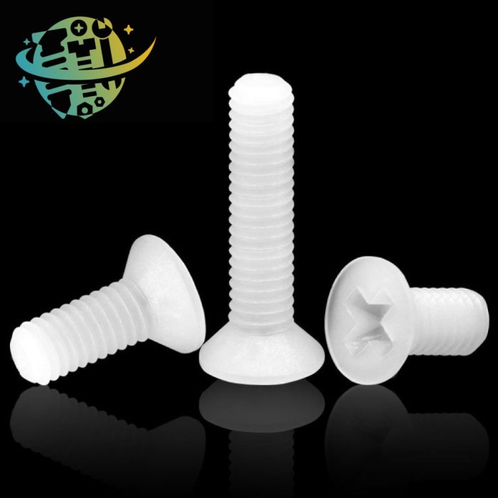 Baut Nylon Kepala Flat M2.5x5 Nilon Plastik Nylon Screw Flat Head